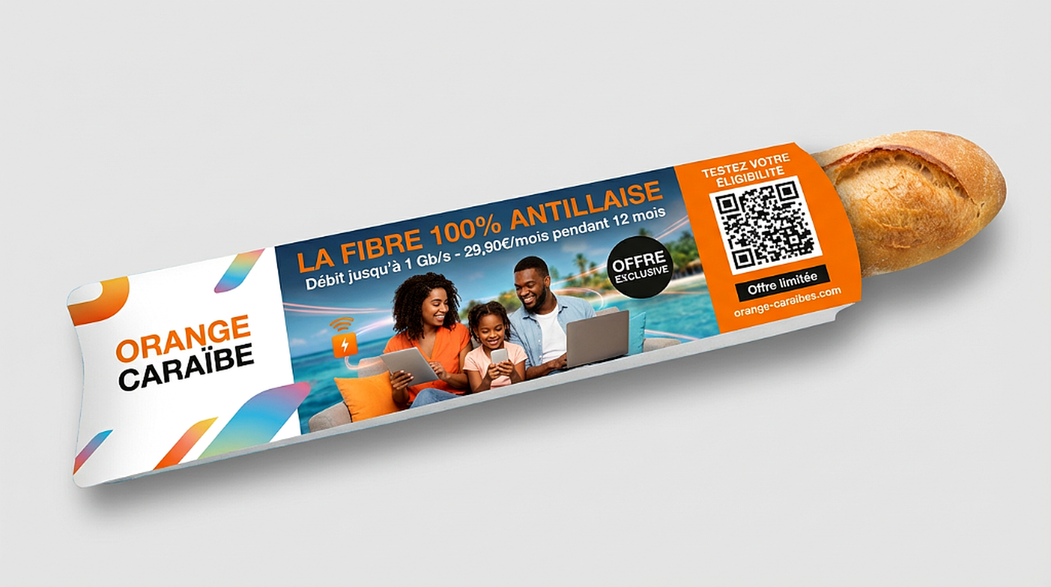 Sac à pain publicitaire Orange avec QR code