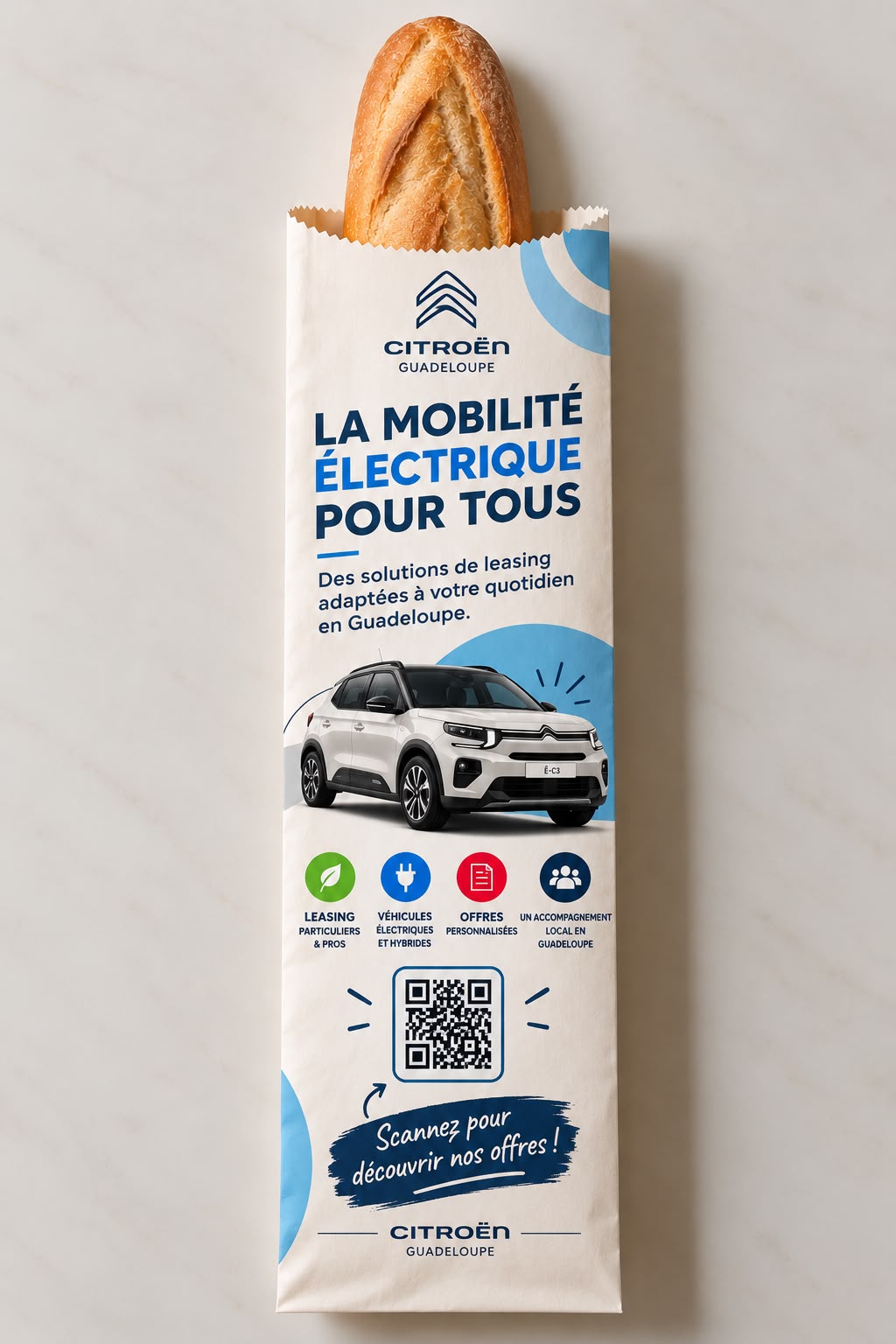 Sac à pain publicitaire Citroën avec QR code